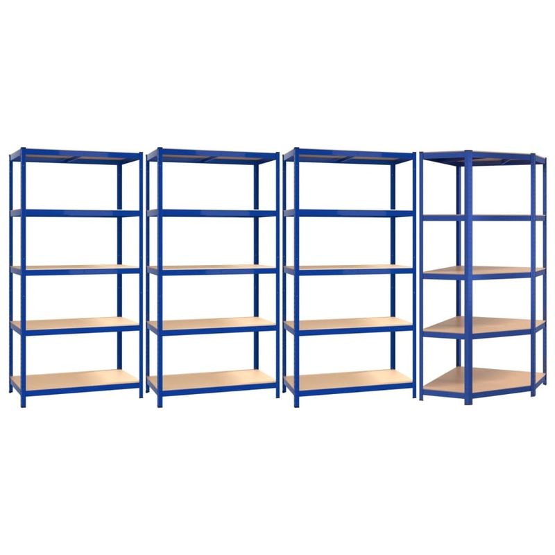 5-Layer Shelves 4 pcs Blue Steel&Engineered Wood_voghion.com
