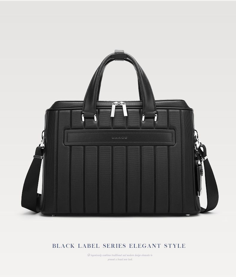 Black Label High End Business Texture Men's Portable Briefcase Travel Women's Commuter Computer Bag Shoulder Bag_voghion.com