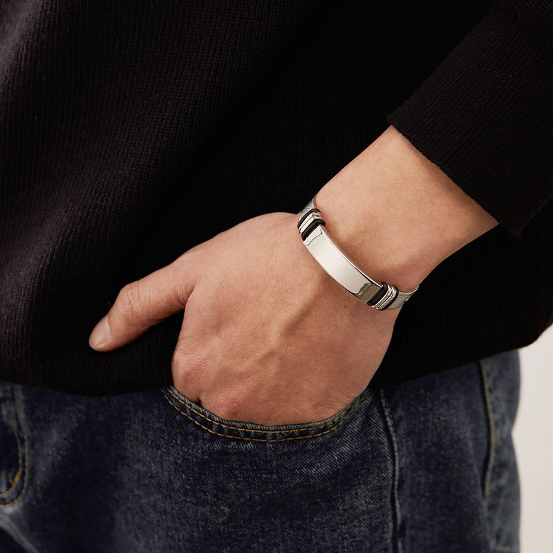 Herrenschmuck Persönlichkeitsarmband Herren Edelstahl Modetrend Mesh Gürtel Kann Graviert Werden Titanstahlschmuck_voghion.com