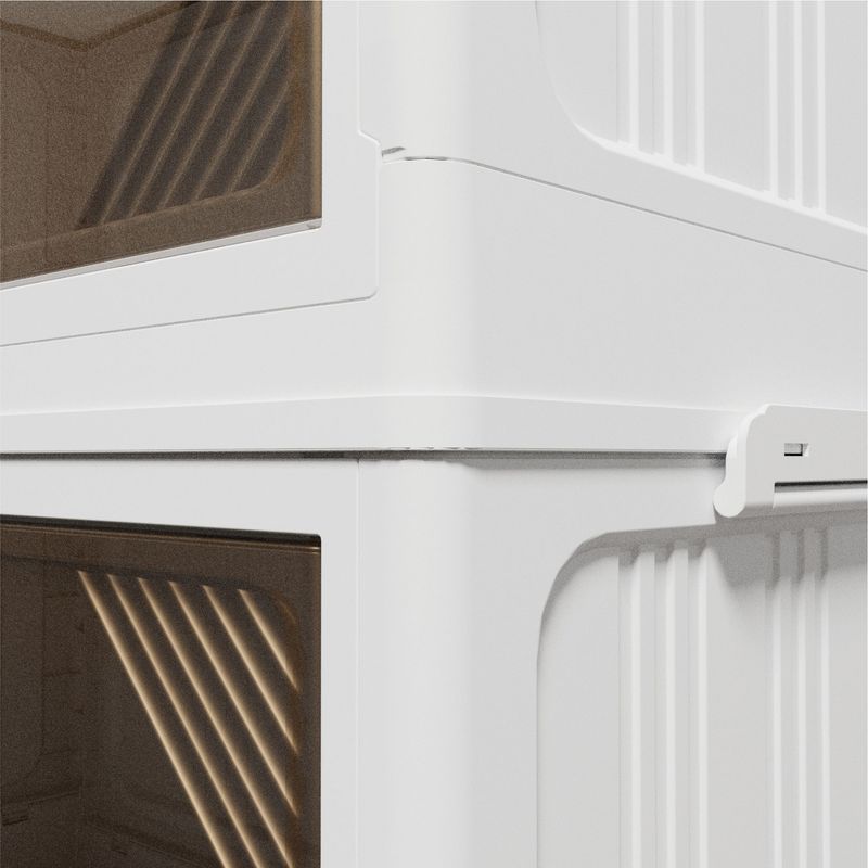 301QT 2-Pack 35.4'' Wide Transparent Plastic Storage Cabinets For Closet Organizers And Storage, Folding Storage Box, Stackable Storage Bins With Open Front Door_voghion.com