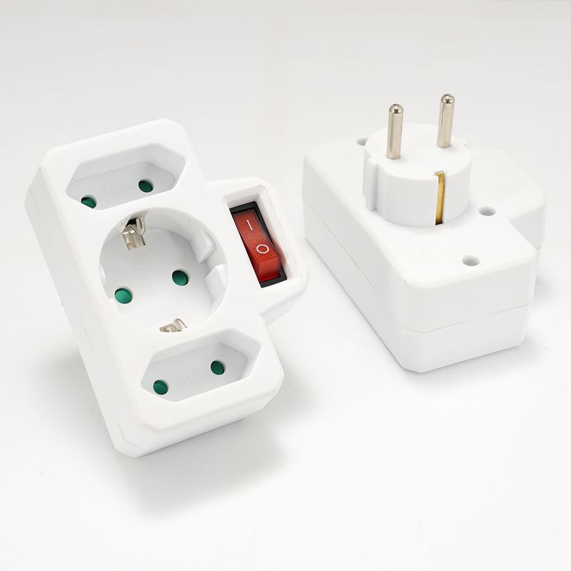EU Extension Socket ON/OFF Switch 16A 250V Standard Adapter Conversion Sockets Germany Plug 1 2/1 To 3 Way AC Outlets_voghion.com