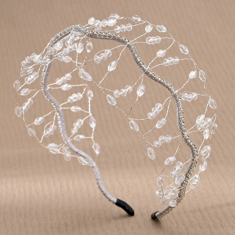 Nouveau bandeau en cristal de mariée boule de mariage fête presse bandeau luxueux bandeau tissé à la main_voghion.com
