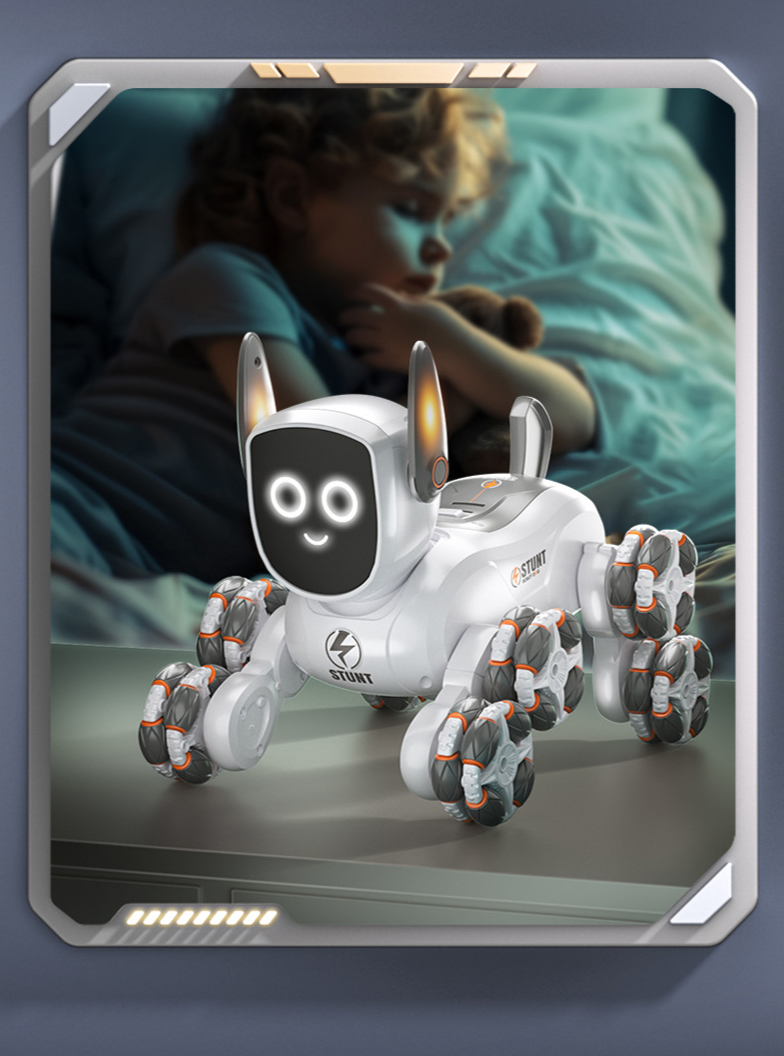 Chytrý 8kolový kaskadérský robotický pes - programovatelná RC hračka s duálním ovládáním a speciálními triky pro děti (interaktivní elektronický mazlíček a auto na dálkové ovládání)_voghion.com