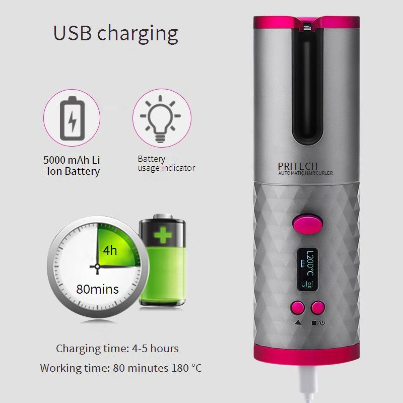 Lockenstäbe, Automatischer Lockenstab, USB, tragbar, intelligent, kabellos, automatischer Lockenstab, für unterwegs, Lazy Lockenstab_voghion.com