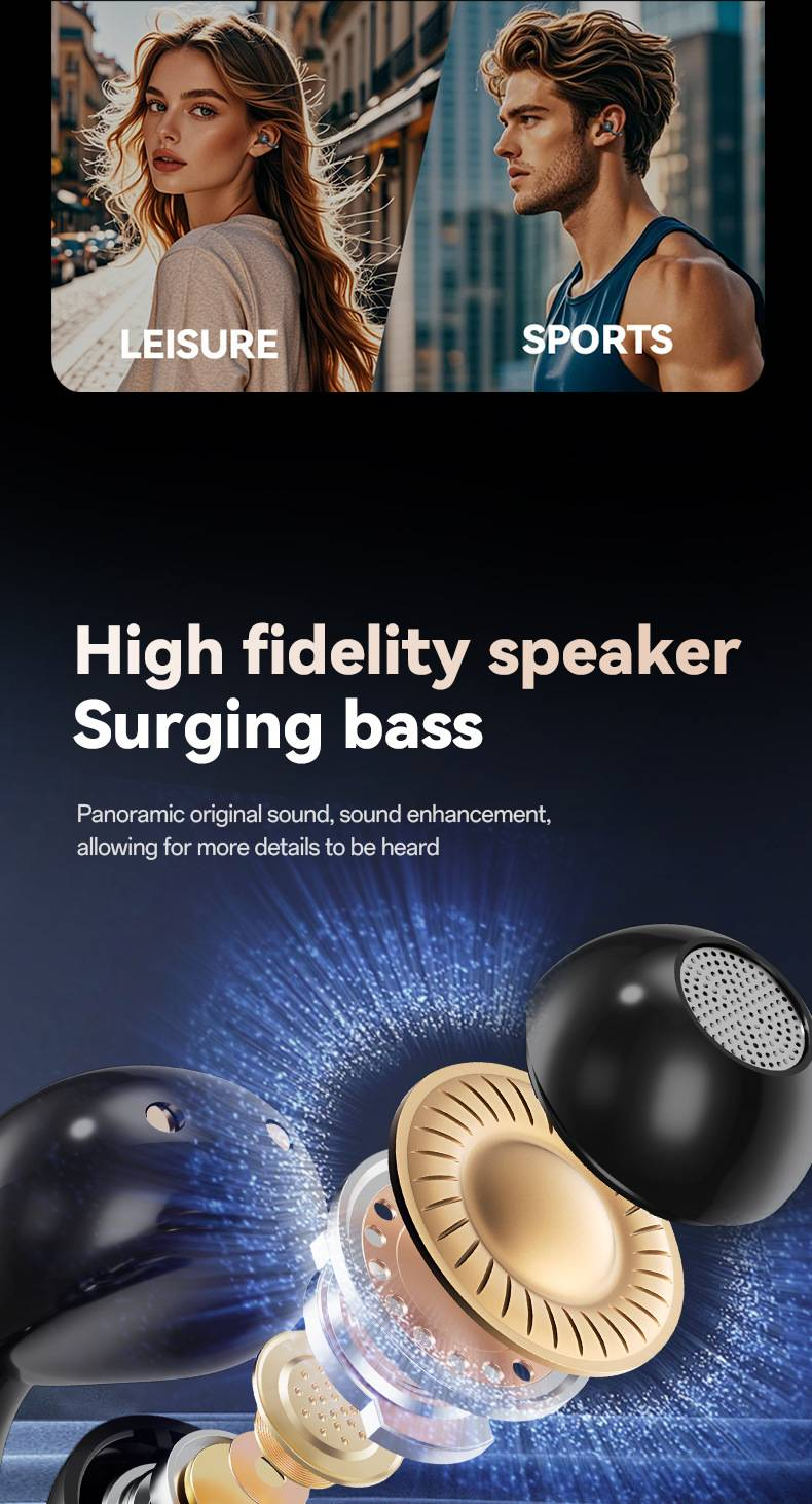Écouteurs Bluetooth sans fil à clip tactile haut de gamme M100 pour un sport à conduction osseuse sans douleur à long terme_voghion.com