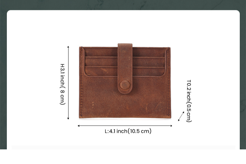 Tarjetero de piel auténtica para hombre, capa superior de piel de vaca, ranuras para múltiples tarjetas, hebilla oculta, tarjetero retro unisex._voghion.com
