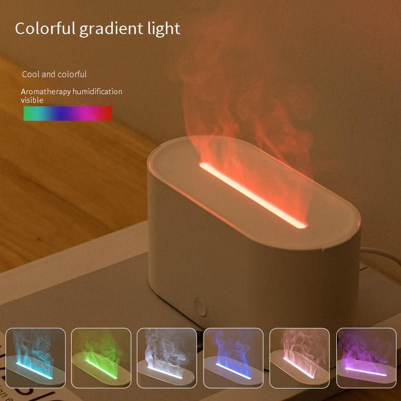 Ultrasonic Aroma Diffuser With Colorful Flame Effect - USB-Powered Essential Oil Humidifier For Home & Office, 7 Wood Grain & Crackle Finishes_voghion.com