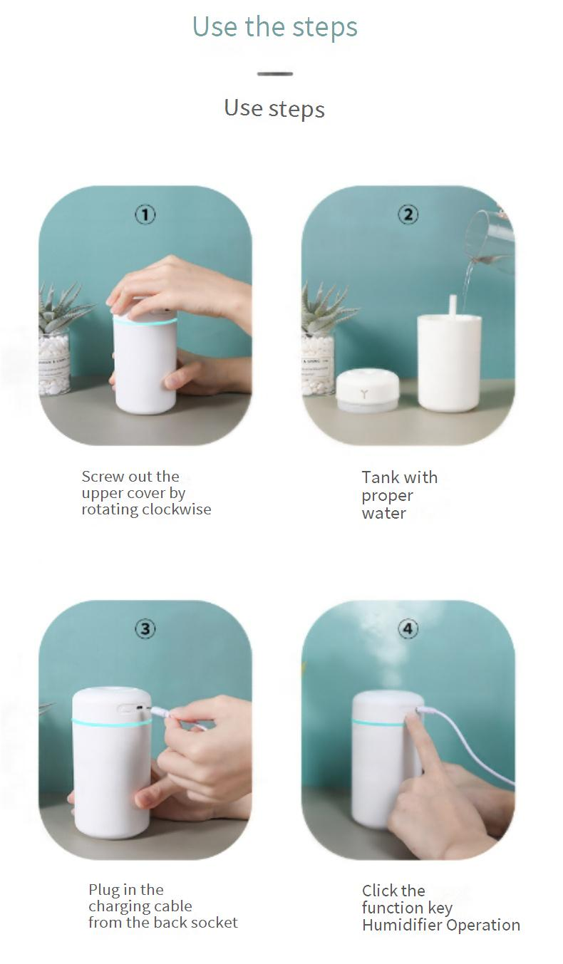 Mini USB Humidifier With Aromatherapy & Night Light For Home, Office, And Car – Compact & Quiet Air Moisturizer_voghion.com