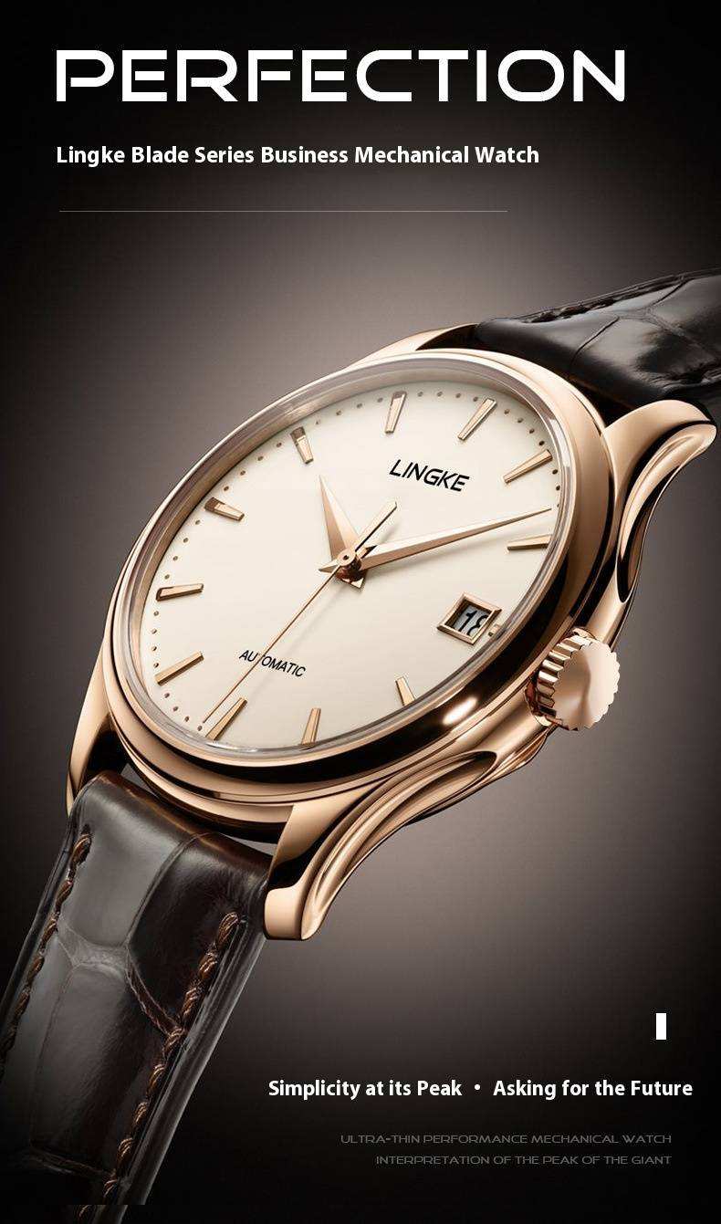 Montre mécanique automatique ultra-fine pour homme, aiguilles lumineuses, résistante à l'eau, verre saphir, bracelet en acier inoxydable, cadeau d'anniversaire_voghion.com