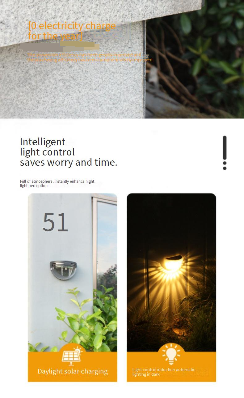 CE-gecertificeerde halve maan wandlamp op zonne-energie - waterdruppelontwerp met warmwitte/witte/veelkleurige LED voor hek, trap en tuin_voghion.com