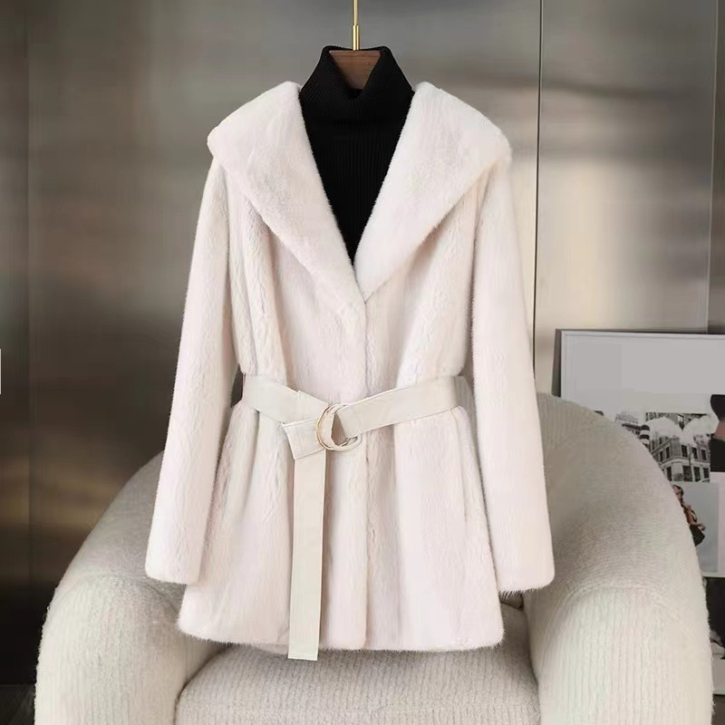 Eleganter Kunstnerz-Pelzmantel, Damen-Winterjacke mit übergroßem Revers, mittellange, warme, luxuriöse Oberbekleidung, Kunstpelzmäntel_voghion.com