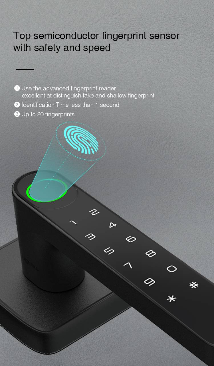 Maçaneta biométrica inteligente Tuya com impressão digital K1 Plus_voghion.com