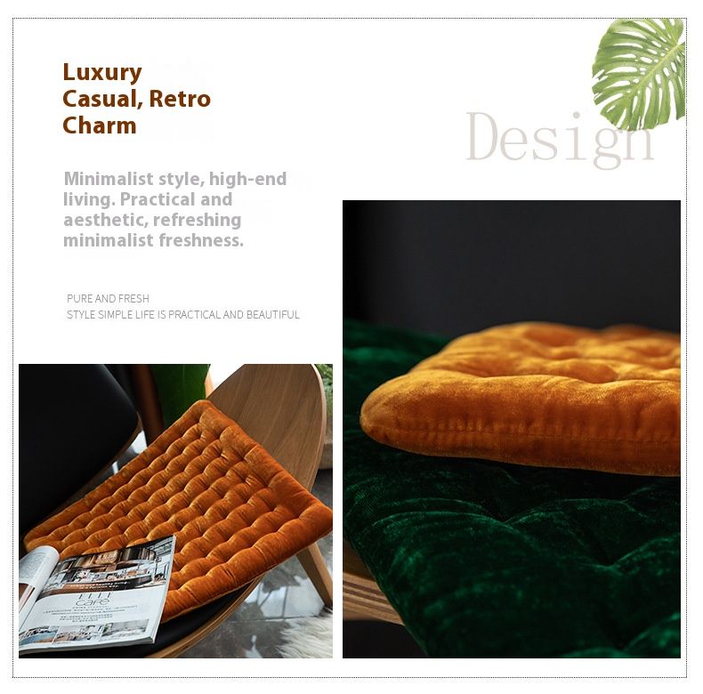 Nordic Velvet Seat Cushion – Soft Square Chair Pad For Home & Office (40x40cm, 2cm Thick, PP Cotton Filled, Non-Slip Base, 6 Elegant Colors)_voghion.com