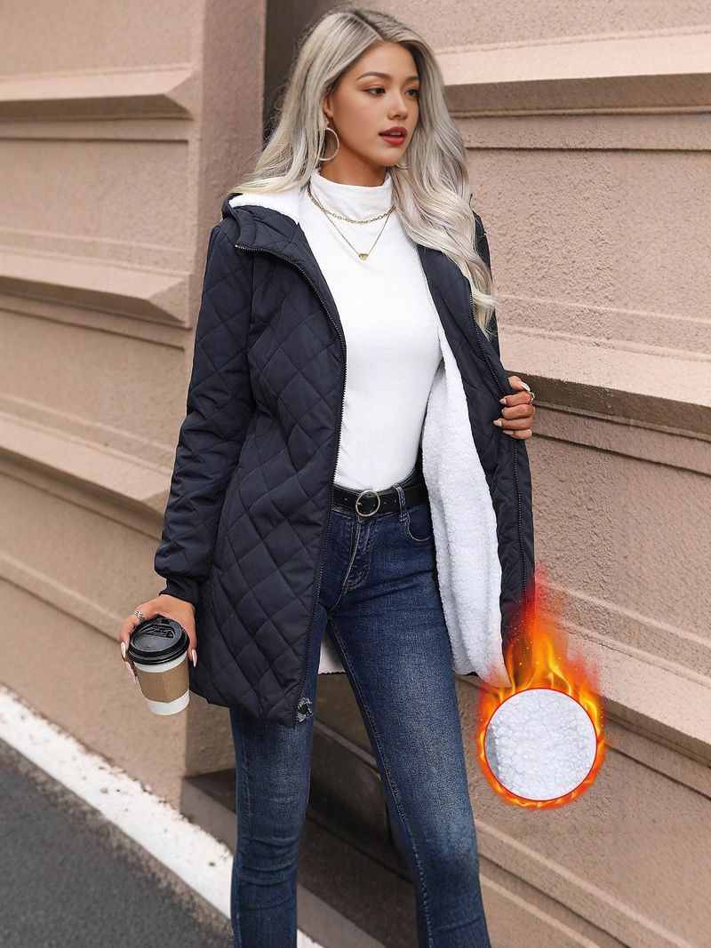 Damen-Wintermantel mit Fleecefutter und Kapuze – weiche Pufferjacke aus Polyester mit Kunstpelzbesatz, warme und stylische Oberbekleidung für Freizeit und Outdoor_voghion.com