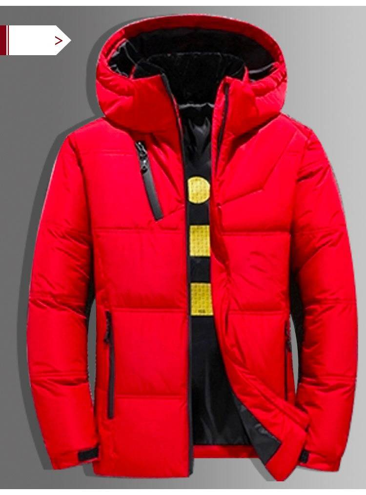 Kurze Herren-Daunenjacke mit Kapuze, leichter Wintermantel für Teenager und junge Erwachsene, wasserabweisend und warm, Grau_voghion.com