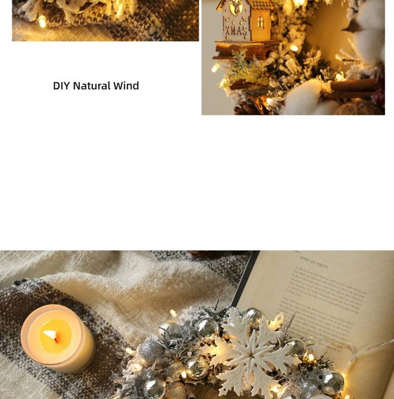 Weihnachtskranz – Rustikaler Türschmuck aus Weinreben und Beeren für festliche Dekoration zu Hause und im Geschäft (40 cm/30 cm, verschiedene Ausführungen: Glockenhirsch, Rotes Haus, Goldene Eichel)_voghion.com