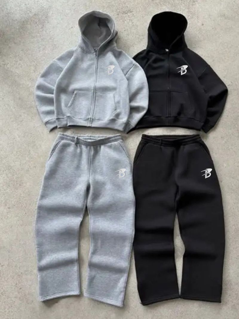 Men's Embroidered Hoodie & Jogger Set - Streetwear Two-Piece With 3D Patch Design, Comfort Winter Outfit_voghion.com