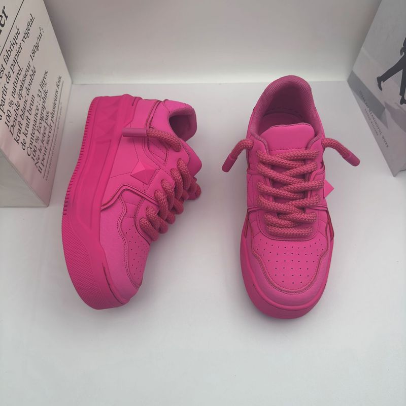 Nuovo stile 2025, scarpe da coppia da donna con suola spessa e imbottitura in cotone, modello Dragon Fruit, rosa rossa, casual, con plateau rialzato_voghion.com