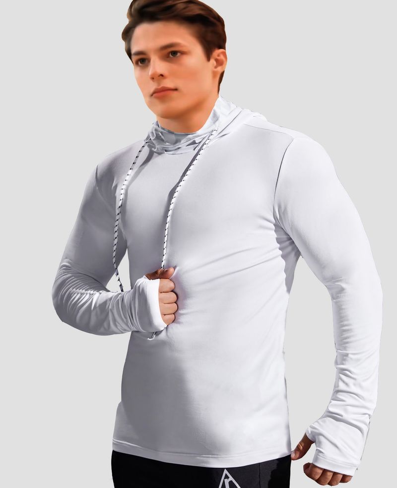 Maglietta fitness con cappuccio da uomo 2025, tinta unita, sportiva, casual, a maniche lunghe, traspirante e anti-sudore_voghion.com