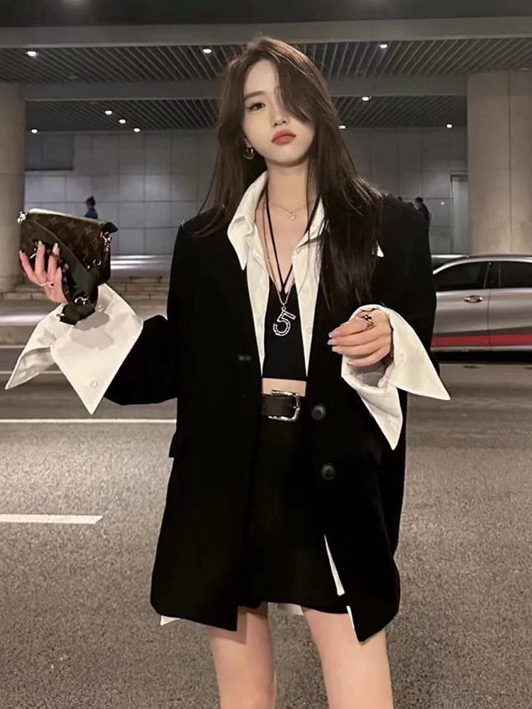 2025 Frühherbst Neue High-End-Anzugjacke im koreanischen Stil mit Rockhose, zweiteiliges Set für Frauen_voghion.com