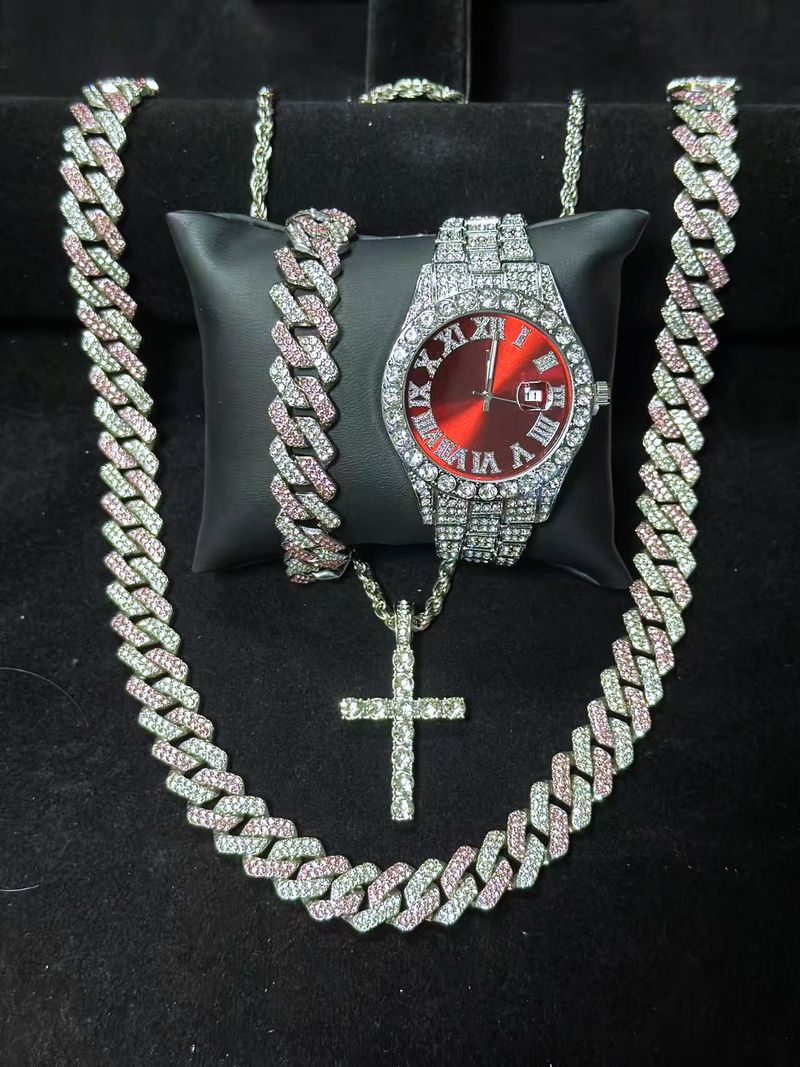 Stilvolles Quarzuhr-Set mit Diamantakzenten und passender Armband-Halsketten-Kombination – perfektes Geschenk für Männer und Frauen_voghion.com