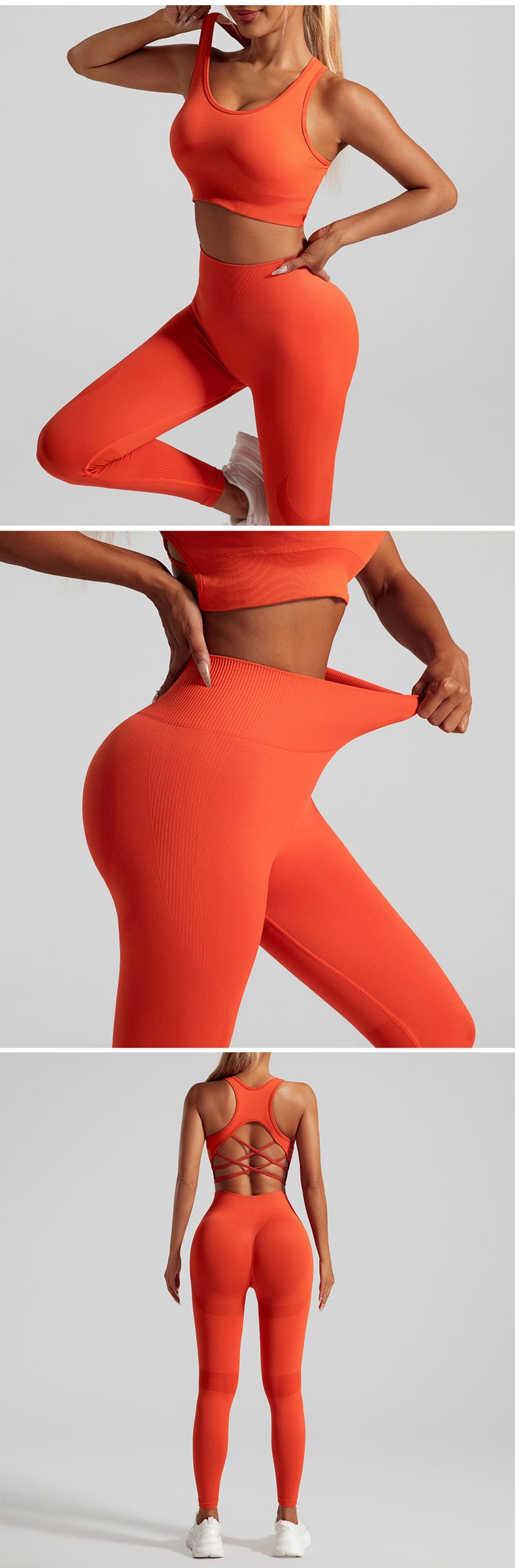 Vêtements pour femmes à séchage rapide froncé beau dos yoga soutien-gorge de sport hauts taille haute levage des hanches collants de sport ensemble de combinaison de yoga_voghion.com