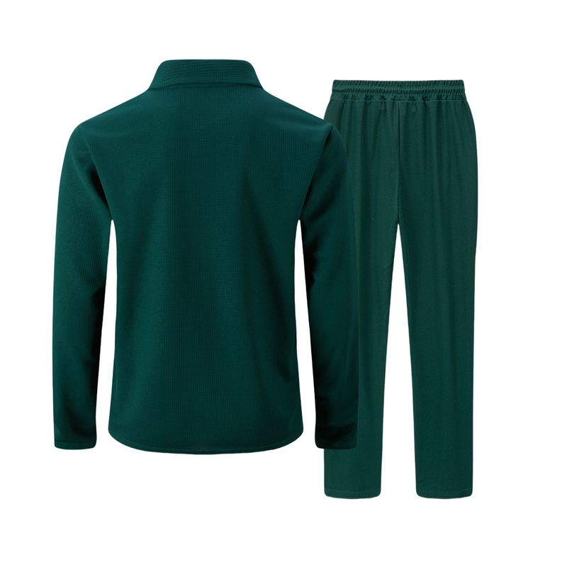 Herren-Waffelstrickjacke mit Reißverschluss, Stehkragen und Taschen – Slim Fit-Freizeitmantel-Set für den Herbst (Schwarz, Grau, Weiß, Khaki, Dunkelgrün, Burgunderrot)_voghion.com