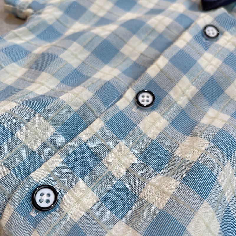 Summer New Strap Shorts for Boys: Polo Collar Checkered Short Sleeve Children's Shirt Two Piece Set_voghion.com