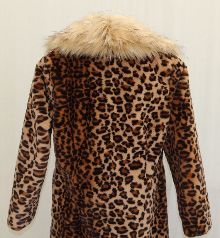 Herrenbekleidung Damen Leopardenmuster Winter Verdickter Warmer Nerzpelzmantel Langer Pelzmantel Waschbärpelz Großer Pelzkragen Windjacke_voghion.com
