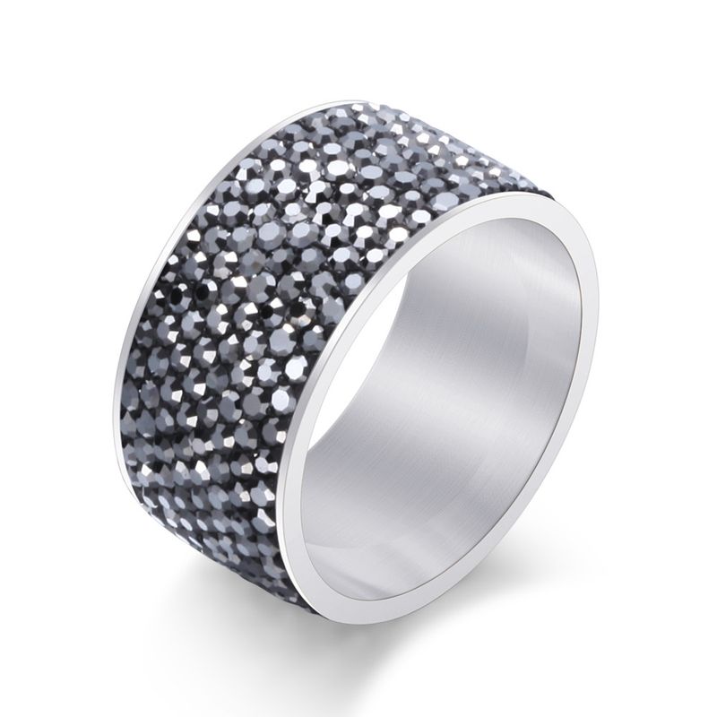 Anello da uomo in titanio con diamanti intarsiati, versatile e alla moda, 8 file con diamanti, in acciaio inossidabile, da 12 mm_voghion.com