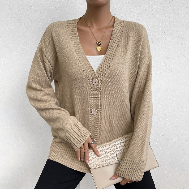 Damenbekleidung ins Pullover-Cardigan mit Knopfleiste für Damen_voghion.com