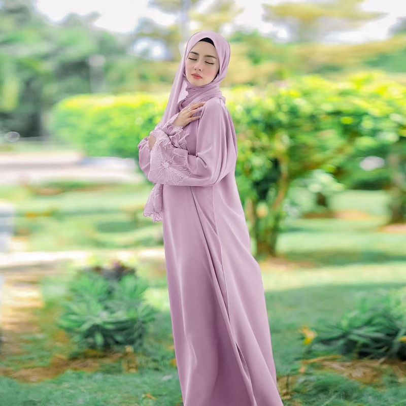 Abbigliamento femminile, abito da donna musulmana in sette colori del Medio Oriente, abito malese indonesiano con velo_voghion.com