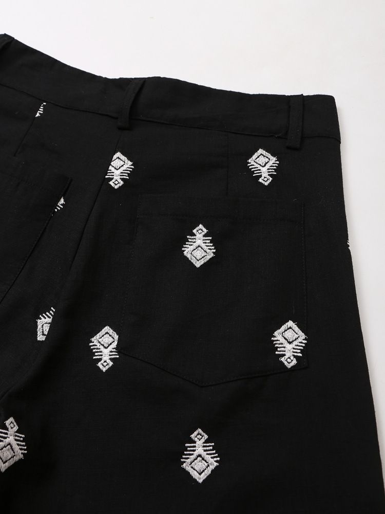 Conjunto de camisa y pantalón bordado en contraste para mujer, novedad de verano 2024_voghion.com