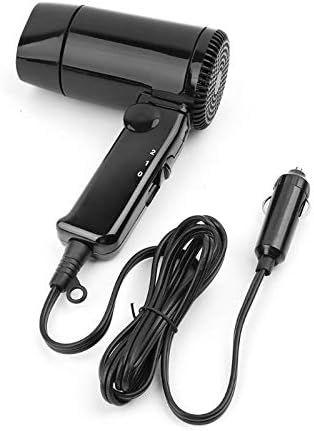 Tragbarer 12-V-Haartrockner, heiß und kalt, zusammenklappbar, für Camping und Reisen, Auto-Trockner, Gebläse, Fensterentfroster, Stecker für Zigarettenanzünder_voghion.com