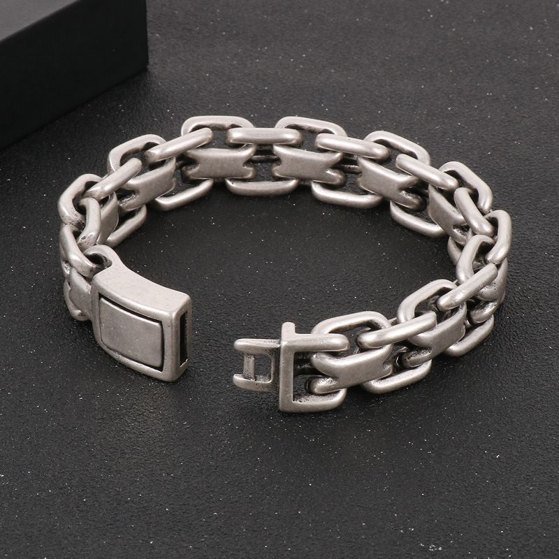 Men's Stainless Steel Bracelet With Vintage Chain Design - Punk Style Titanium Steel Cuff For Bold And Edgy Look - Sizes 10mm-20mm_voghion.com