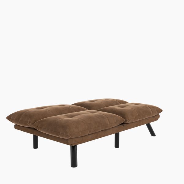 Leatehr Feeling Brown Convertible Folding Modern Sofa Bed_voghion.com