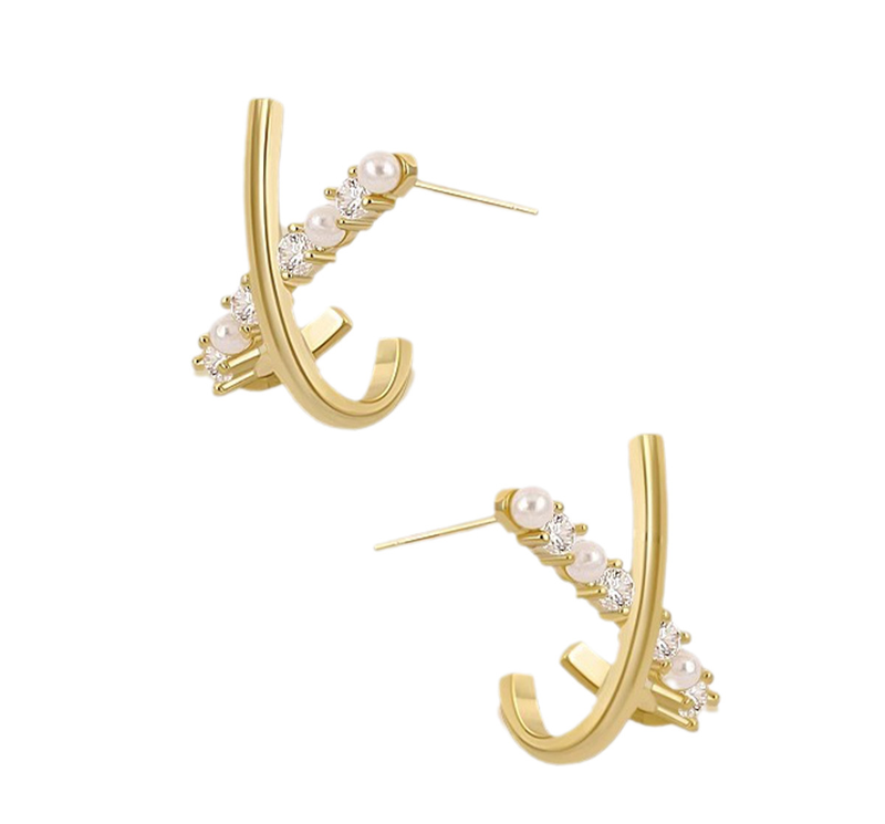 Orecchini da donna con piccola croce e perle, orecchini di lusso leggeri, di alta gamma, con temperamento squisito_voghion.com