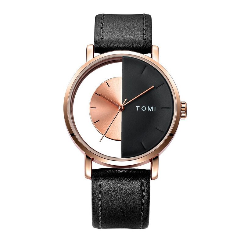 Orologio al quarzo unisex casual neutro con cinturino trasparente a metà lato e design cavo TOMI_voghion.com