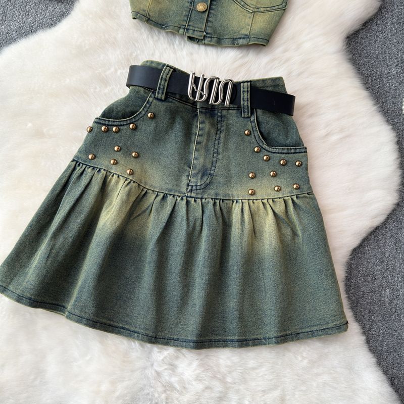 Odzież damska Wiosna i lato Hot Girl Street Style Petite Temperament Top i spódnica Dwuczęściowy garnitur_voghion.com
