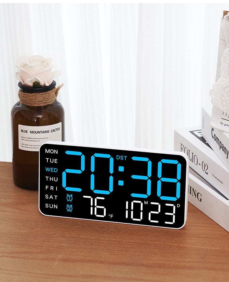 Rahmenlose elektronische multifunktionale und Stand-Dual-Use-einfache Digitalanzeige Wohnzimmer Wanduhr 6659_voghion.com