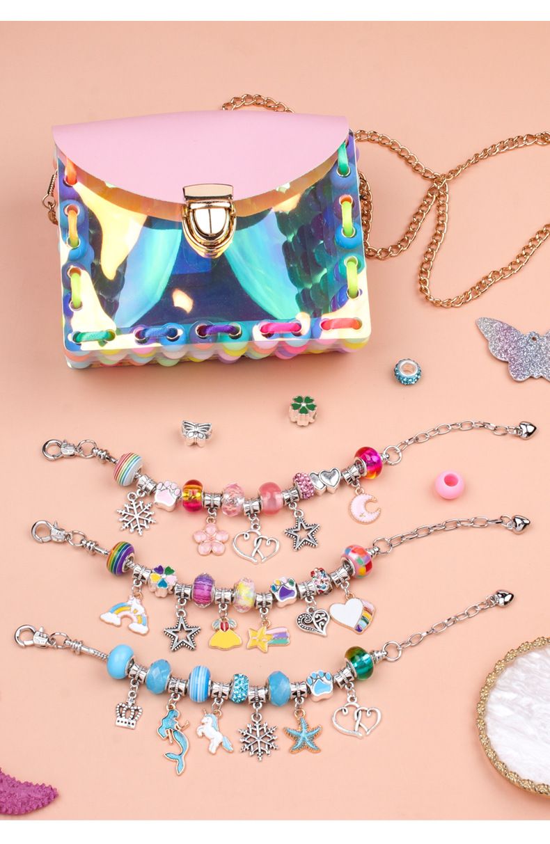 Nuovo prodotto per bambini fai da te fatti a mano braccialetto gioielli 158 pezzi colorati perline paillettes gioielli borsa di stoccaggio set_voghion.com
