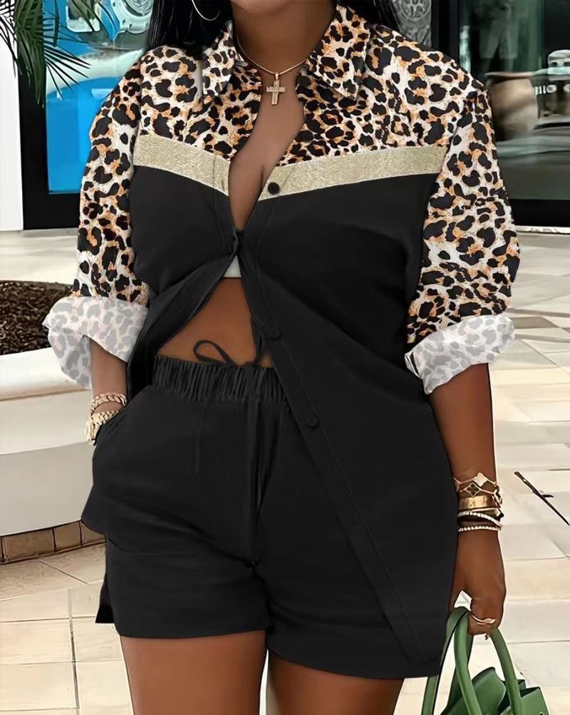 Vêtements pour femmes offre spéciale, short deux pièces à manches longues, costume de banlieue imprimé_voghion.com