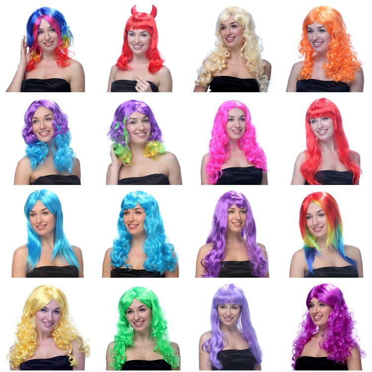 Cross-border e-commerce 200g large color explosion head wig funny fans head cover clown performance headdress props_voghion.com