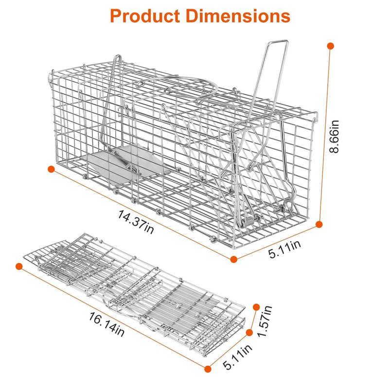 Foldable Rat Trap Cage Humane Live Rodent Trap Cage Galvanized Iron Mice Mouse Control Bait Catch With Detachable L Shaped Rod_voghion.com
