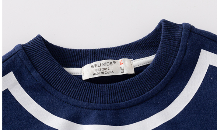 Gray hoodless cute little label line pattern wearable for home sports, comfortable and soft casual trousers set_voghion.com