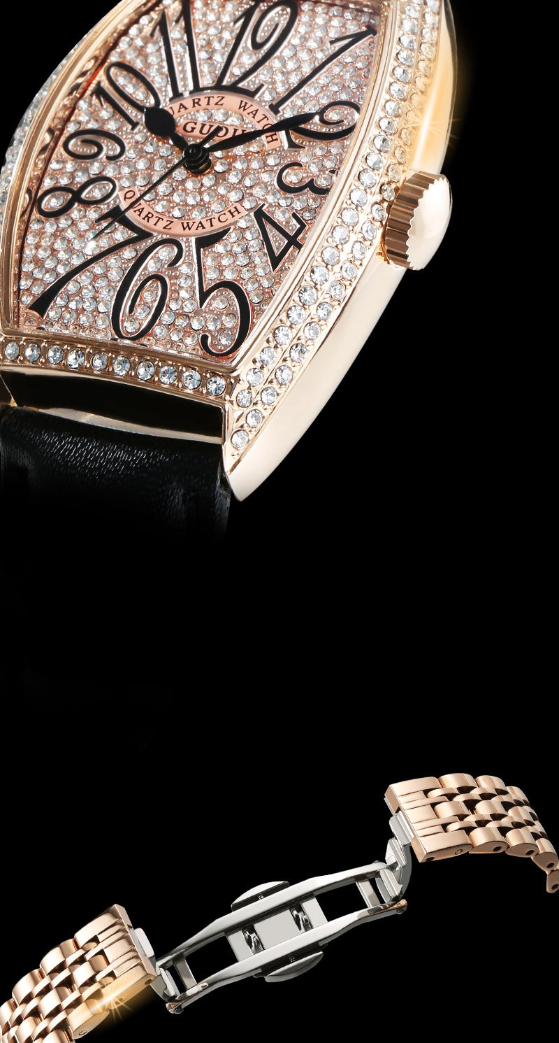 Guyo-Uhr im Designer-Stil, Herren-Business-Stil, atmosphärisches Wasser, Diamant-Uhr, Weinfass, großes Zifferblatt, echte Gürtel-Herrenuhr_voghion.com