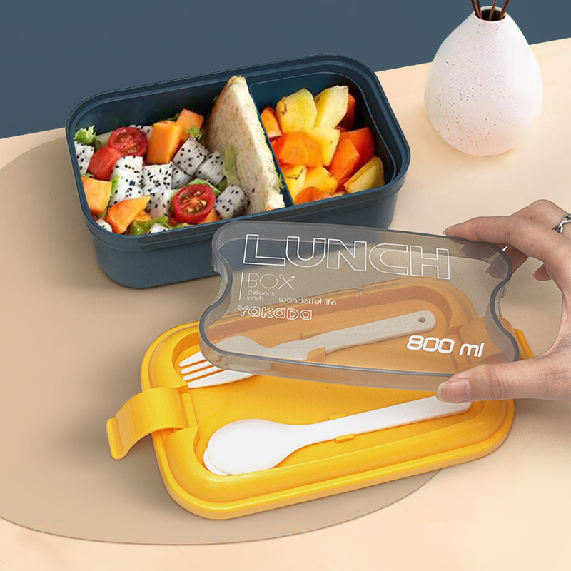 Morandi Student Office Lunch Box Microwave Sealed Preservation Box Divided Spoon Lunch Box_voghion.com