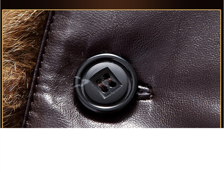 Abrigo largo de piel de mapache de invierno con cuello de piel grande para hombre abrigo de cuero grueso_voghion.com