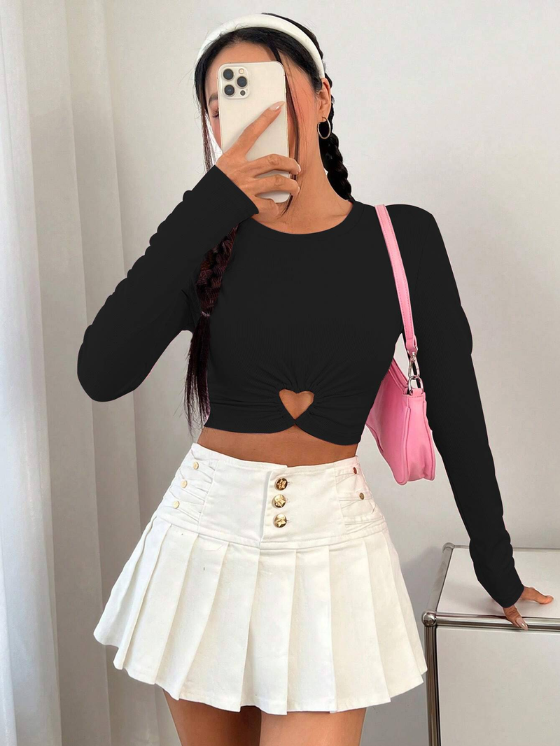 European Women's T-Shirt 2024 Autumn Winter New Round Neck Slim Short Shirt Pink Tees Long Sleeve T-Shirt Top Women_voghion.com