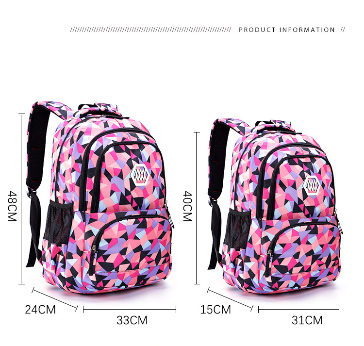 Schooltas Driedelige kindertas basisschoolmeisje Nylon Camo Middelbare school en middelbare school Rugzak Lichtgewicht rugzak_voghion.com